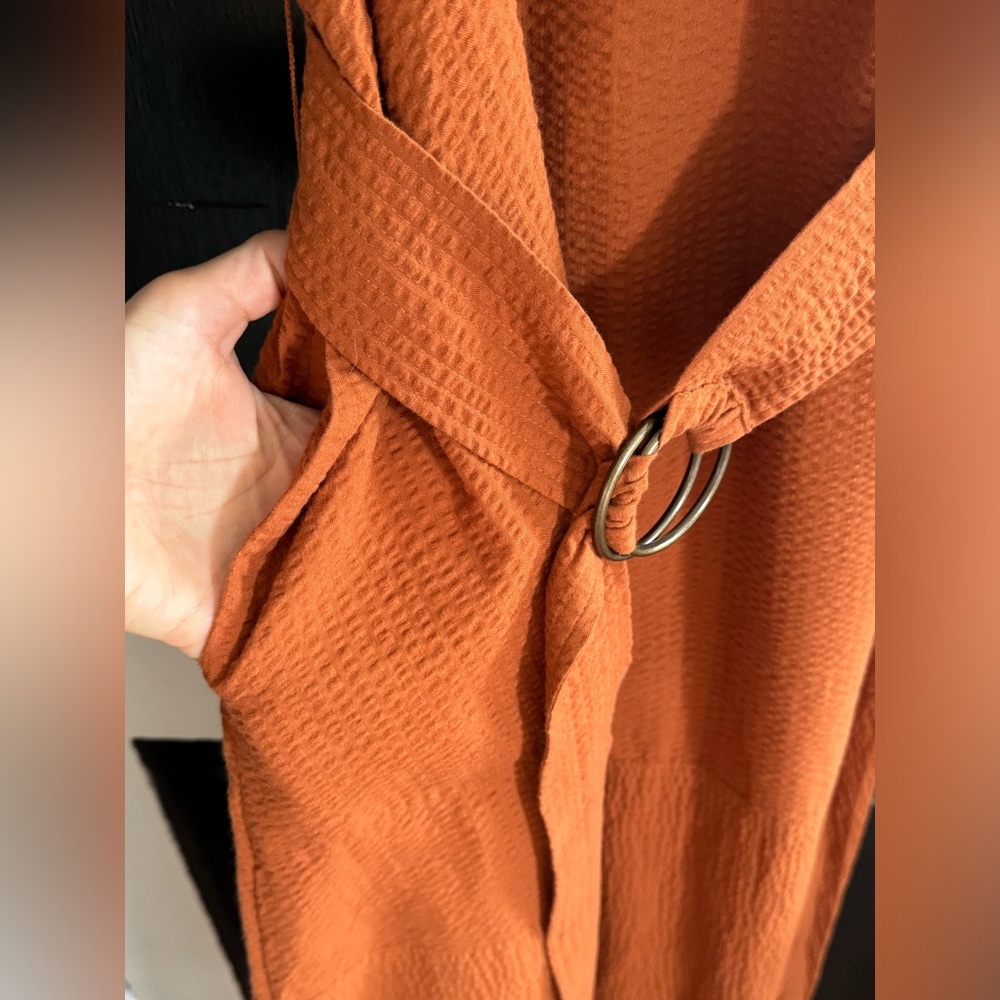 Madewell Seersucker Belted Midi Dress - size M - Picture 7 of 7